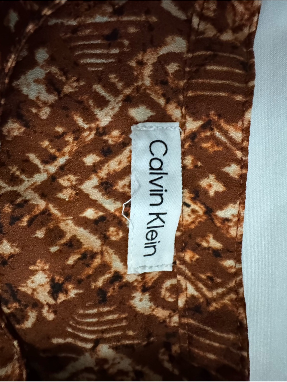 Calvin Klein Rust Patterned Button-Front Blouse - Picture 7 of 7